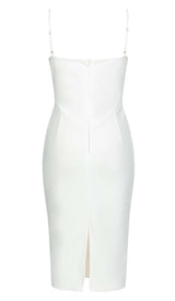 MESH CORSET BODYCON MIDI DRESS IN WHITE