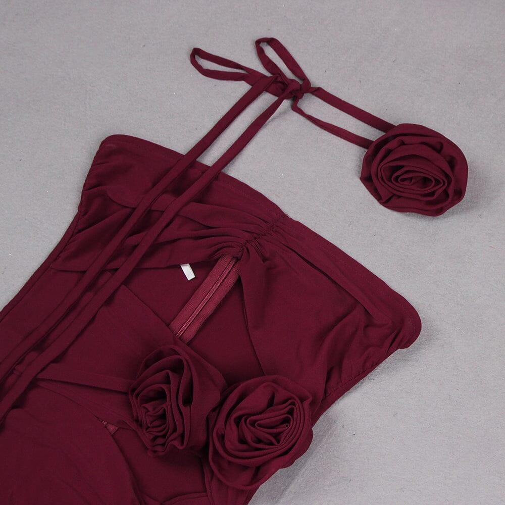 AIIZIE WINE FLORAL EMBELLISHED MINI DRESS - product image