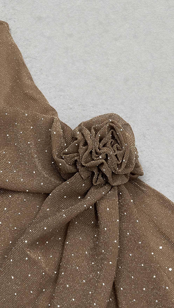 AIIZIE MESH PLUNGE JUMPSUIT IN BROWN - product image