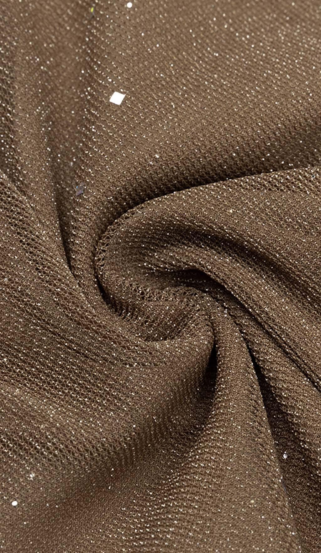 MESH PLUNGE JUMPSUIT IN BROWN