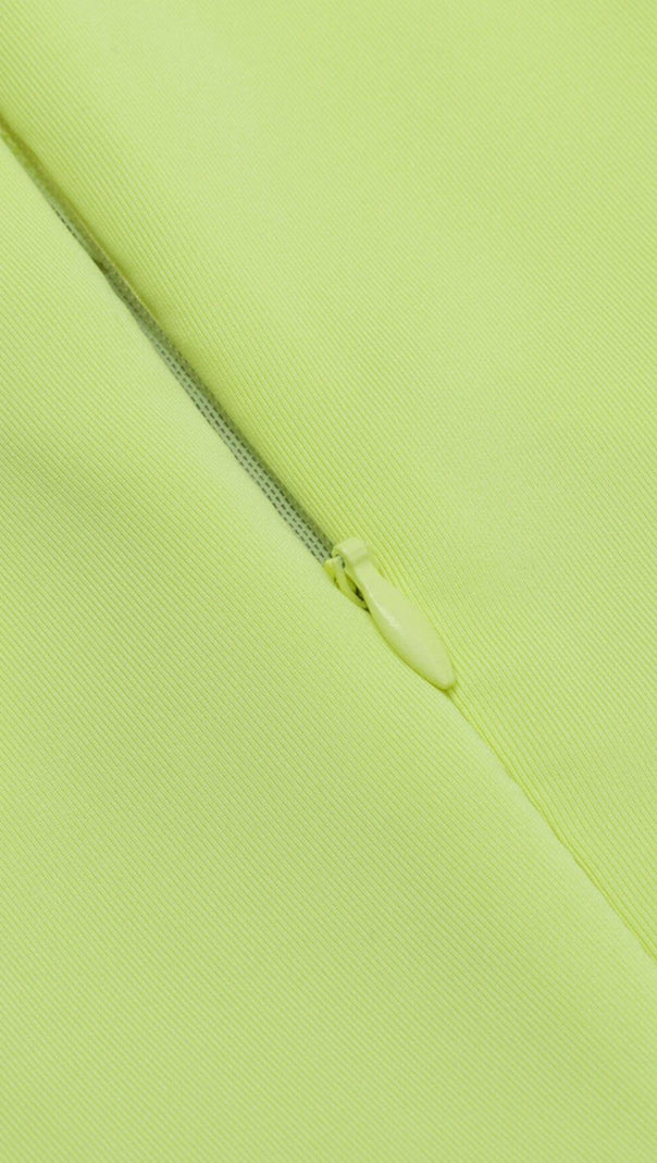 AIIZIE MESH RUCHED MIDI DRESS IN CHARTREUSE - product image