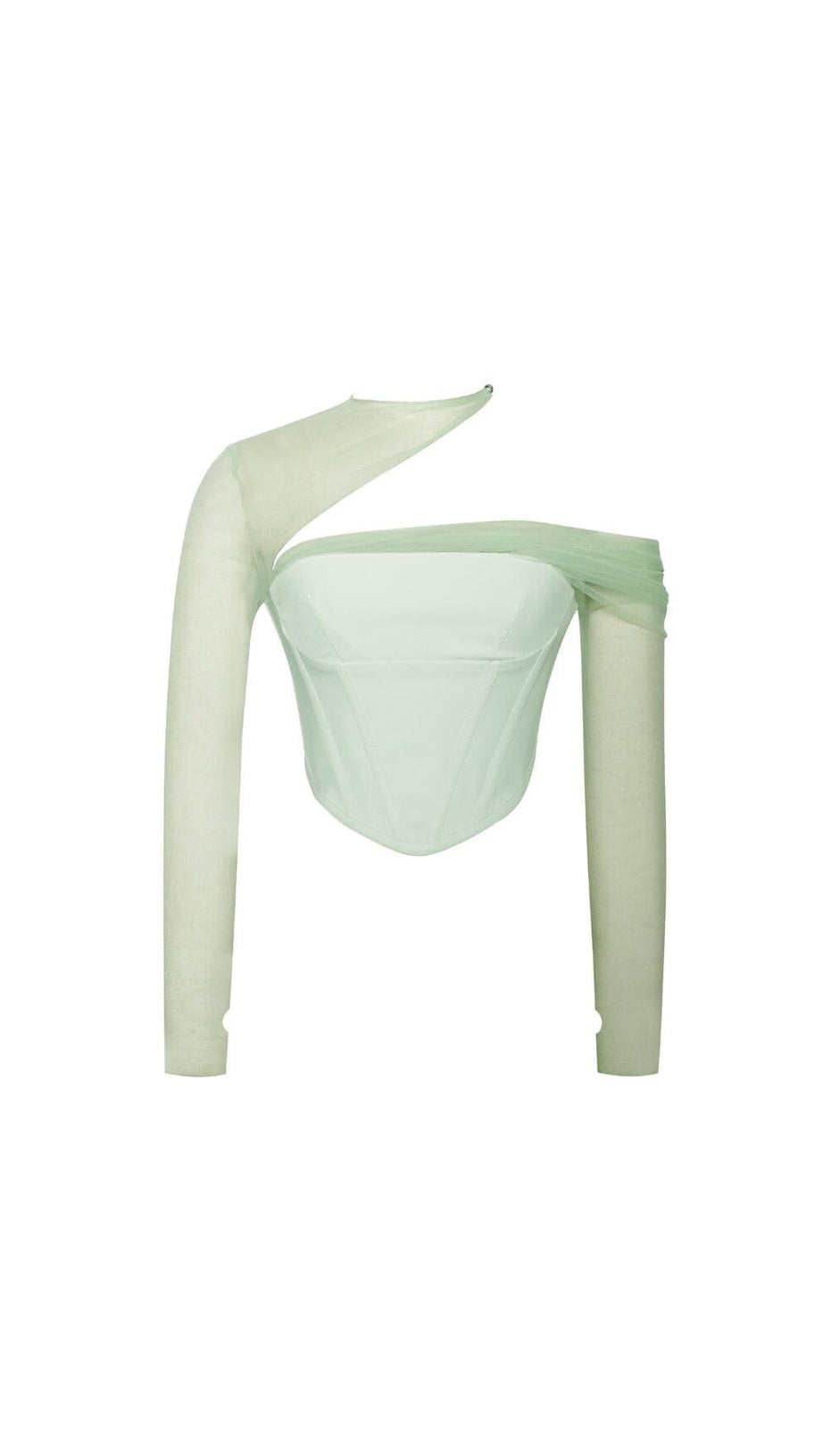MIAH MINT STRETCH MESH SLEEVE CORSET TOP