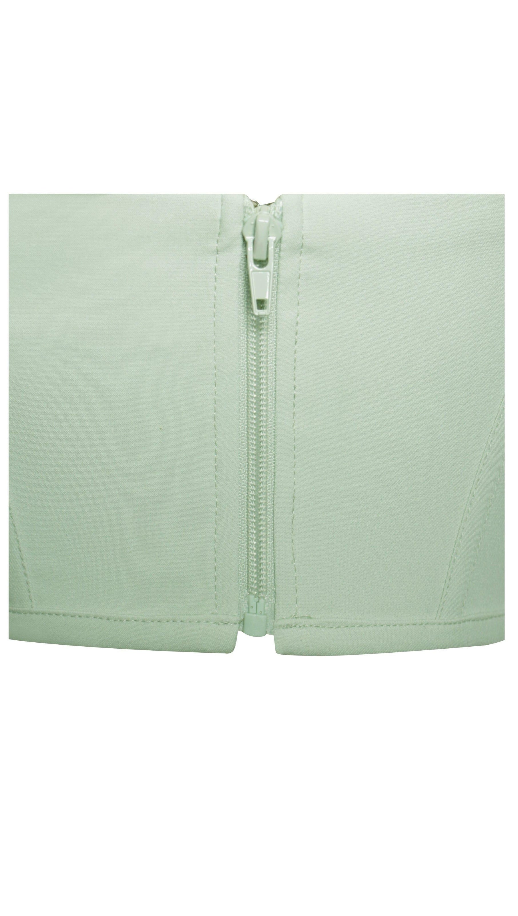 Miah Mint Stretch Mesh Sleeve Corset Top