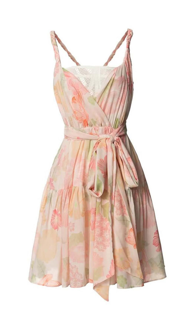 AIIZIE MIAMI FLORAL MINI DRESS IN PINK - product image