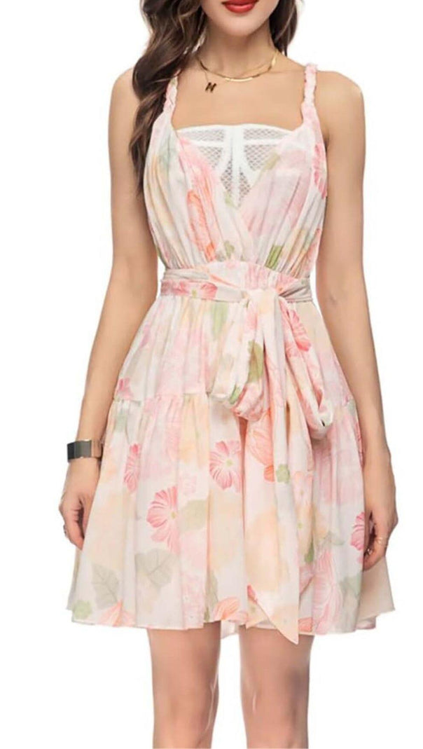 AIIZIE MIAMI FLORAL MINI DRESS IN PINK - product image