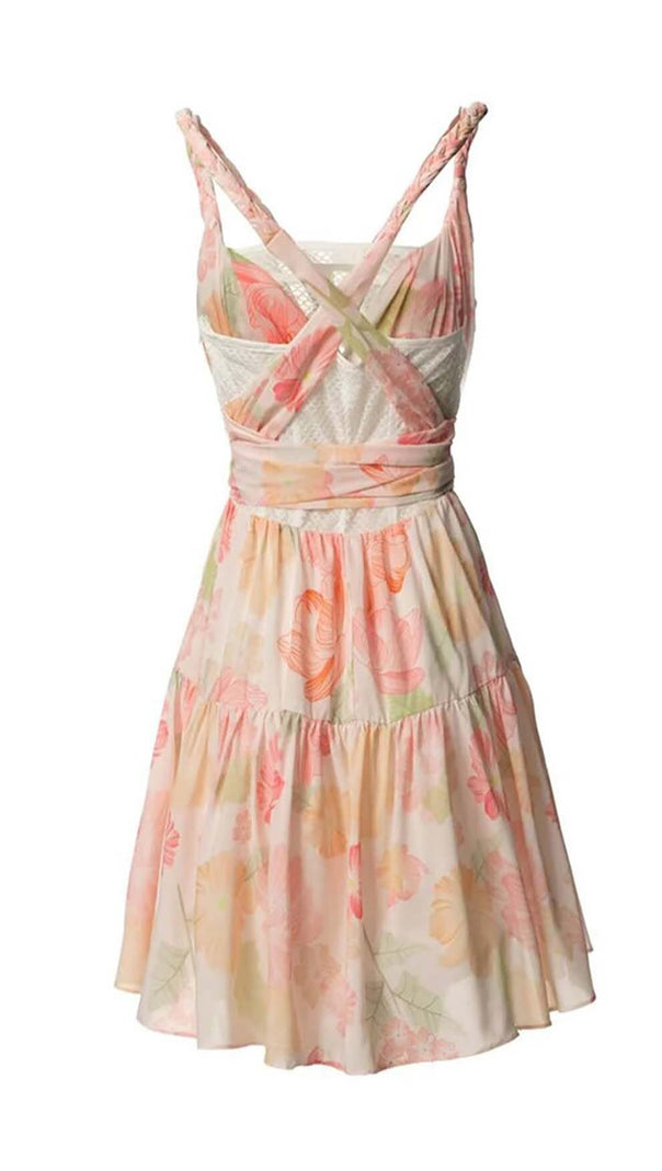 AIIZIE MIAMI FLORAL MINI DRESS IN PINK - product image