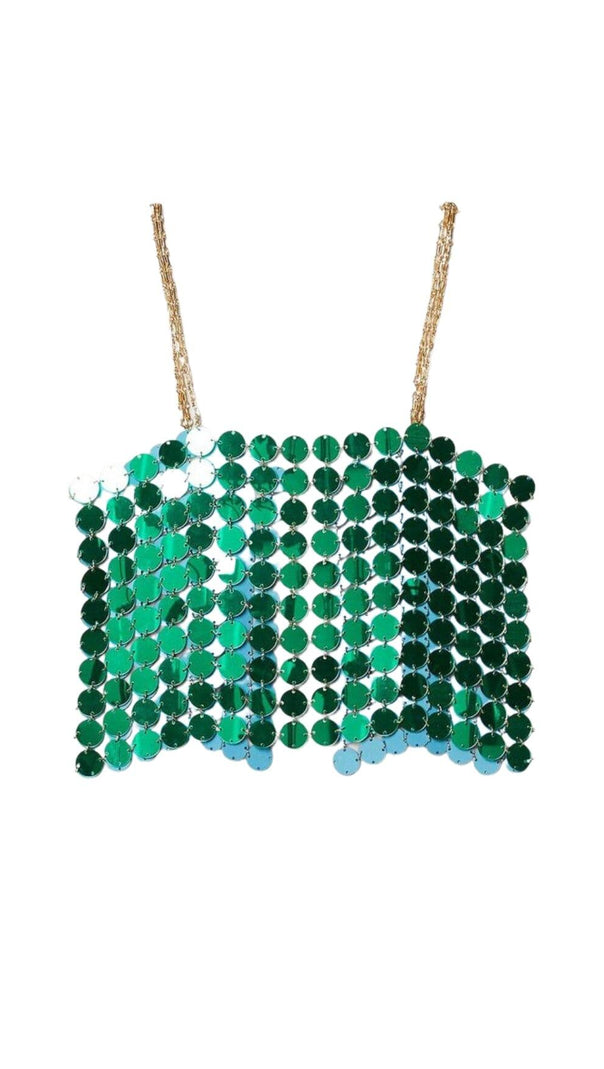 AIIZIE MIRRORED DISC CROP TOP IN GREEN - product image