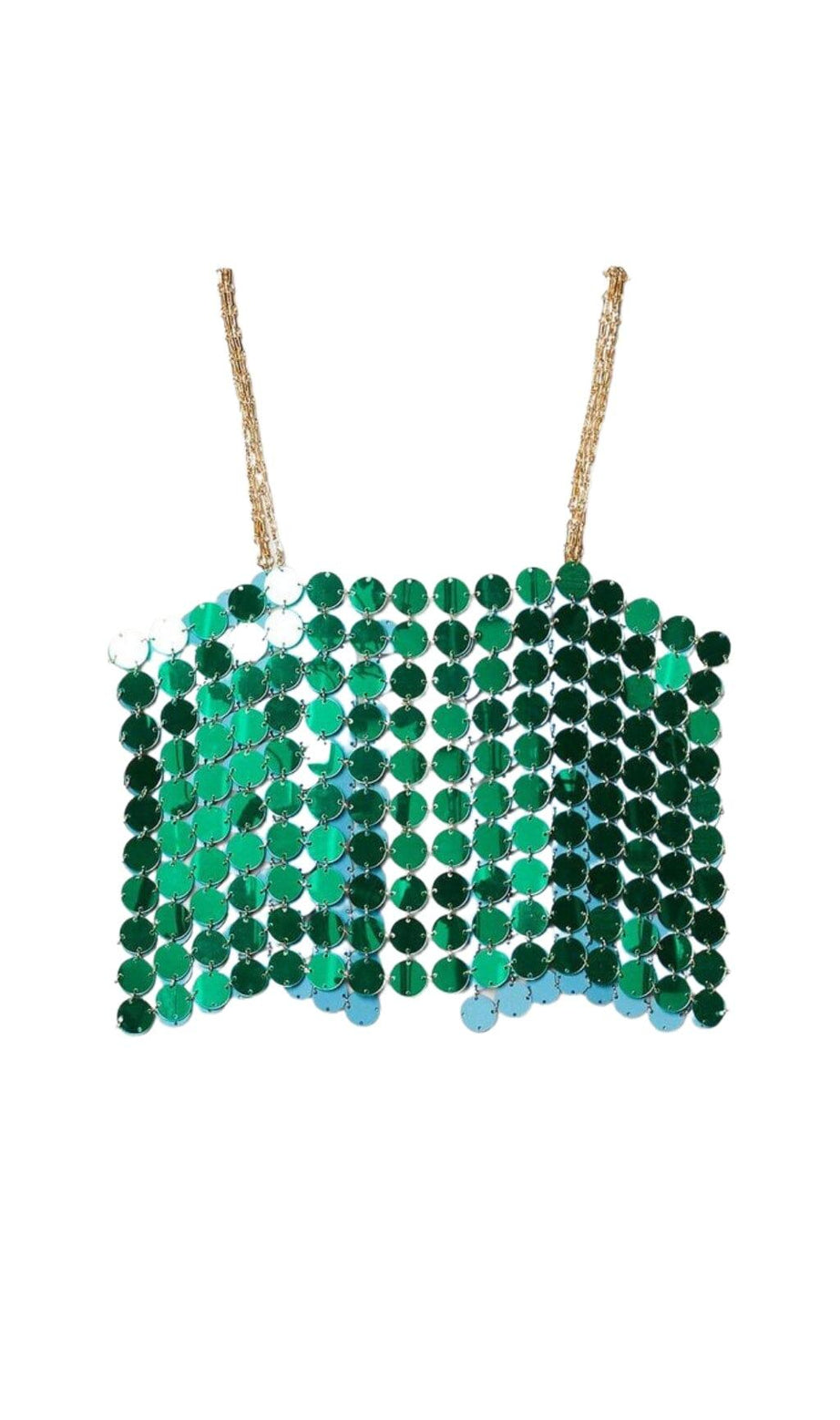 TOP CORTO A DISCO SPECCHIATO VERDE