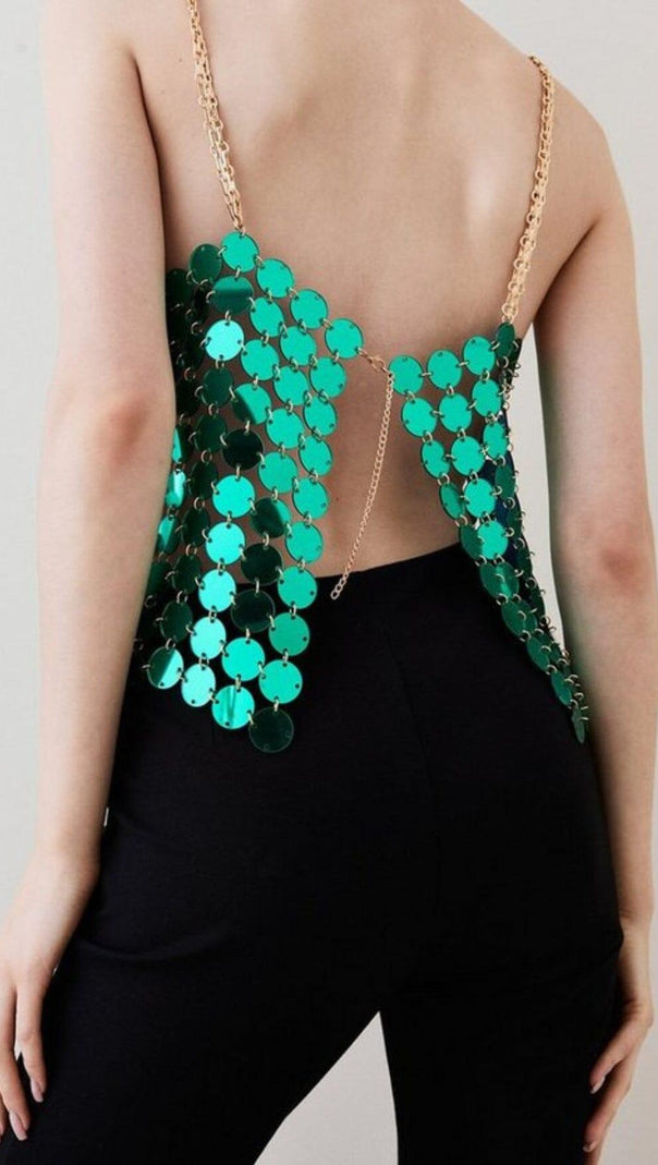 AIIZIE MIRRORED DISC CROP TOP IN GREEN - product image