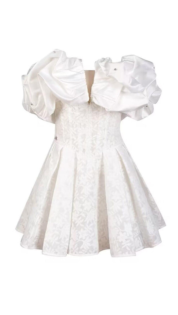 AIIZIE OFF SHOULDER CORSET MINI DRESS IN WHITE - product image