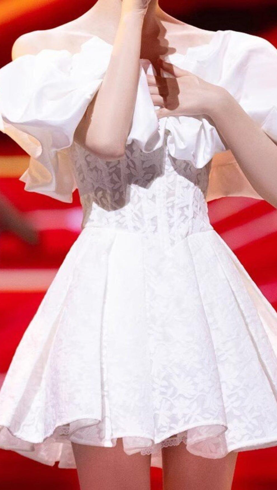 OFF SHOULDER CORSET MINI DRESS IN WHITE