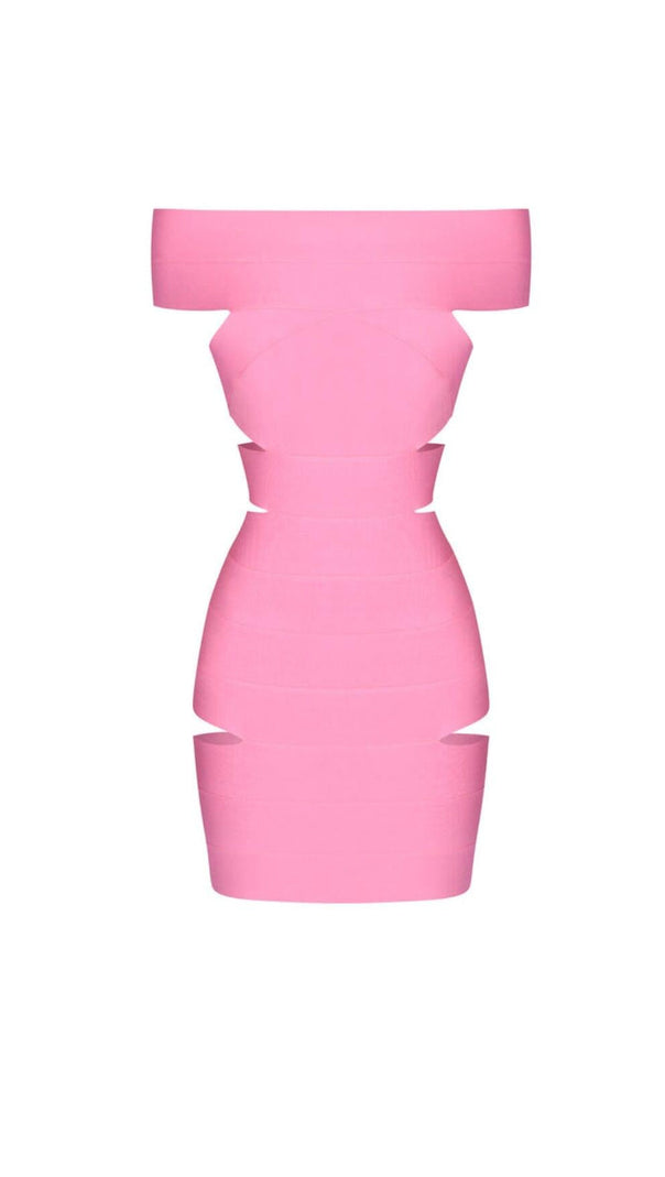 AIIZIE OFF SHOULDER CUTOUT MINI DRESS IN PINK - product image