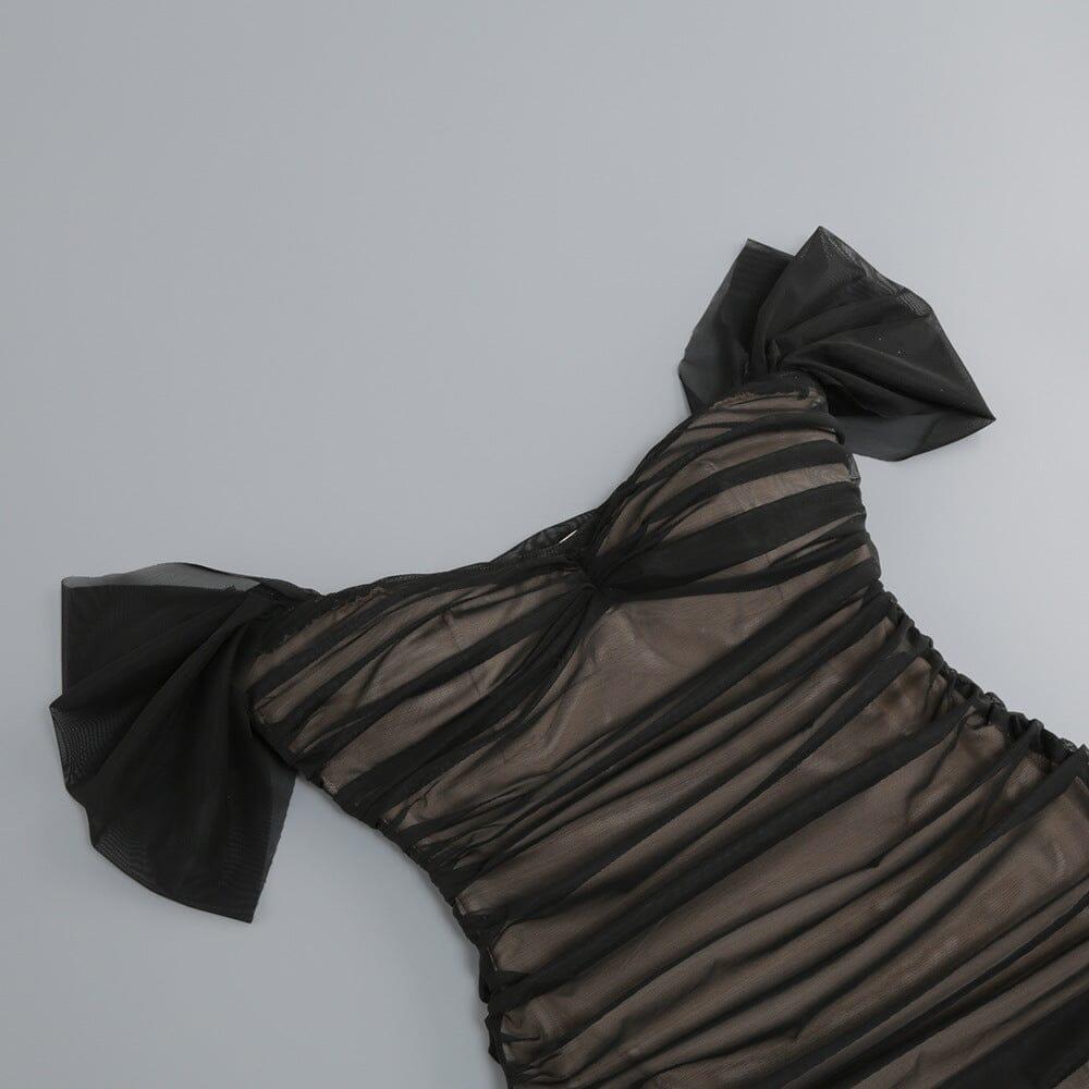 AIIZIE OFF SHOULDER MESH RUCHED MAXI DRESS - product image