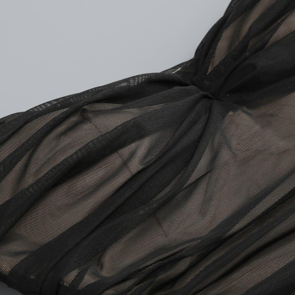 AIIZIE OFF SHOULDER MESH RUCHED MAXI DRESS - product image