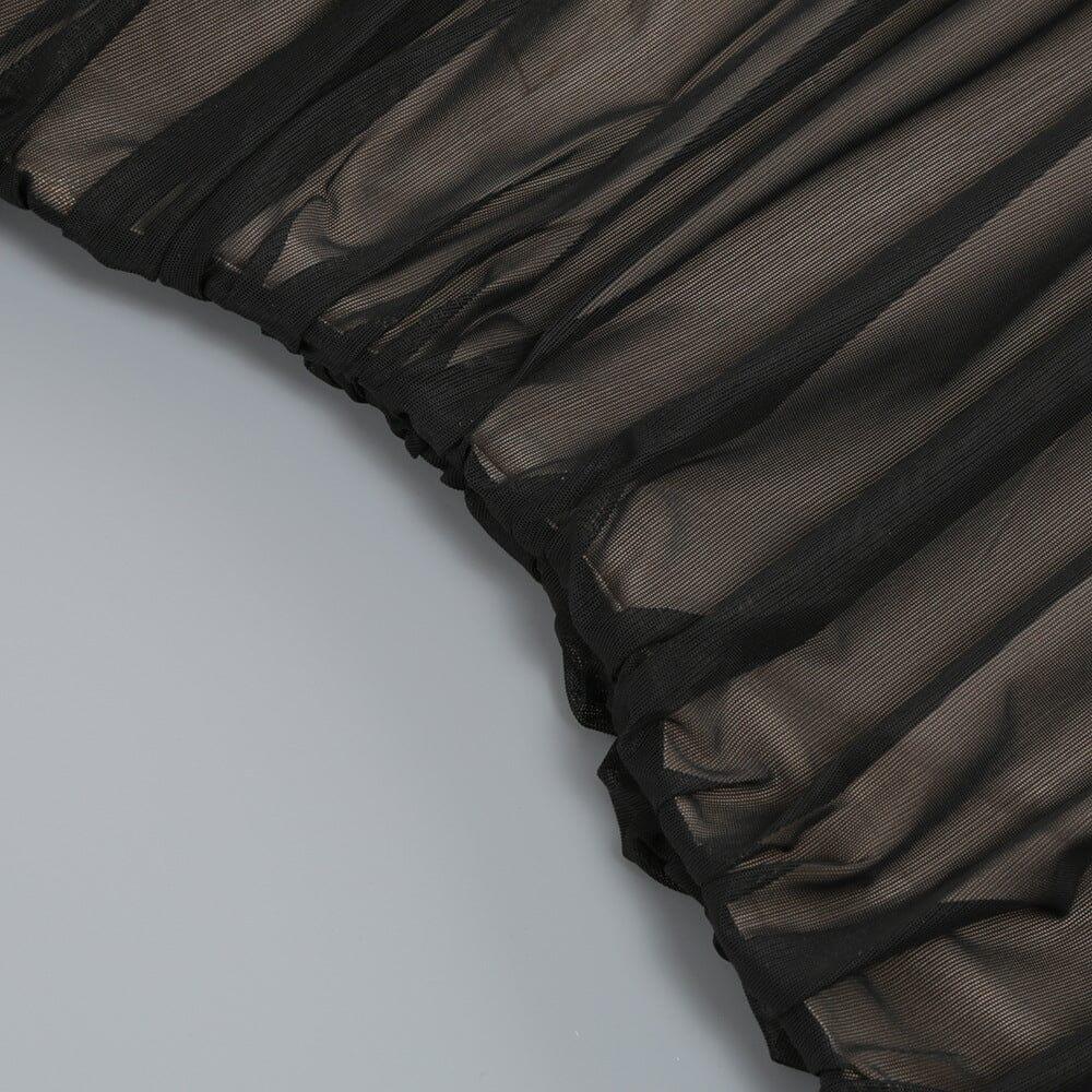 AIIZIE OFF SHOULDER MESH RUCHED MAXI DRESS - product image