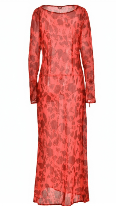 CECILY LONG SLEEVE ROSE PRINTED MAXI DRESS