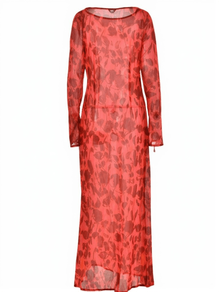 AIIZIE CECILY LONG SLEEVE ROSE PRINTED MAXI DRESS - product image