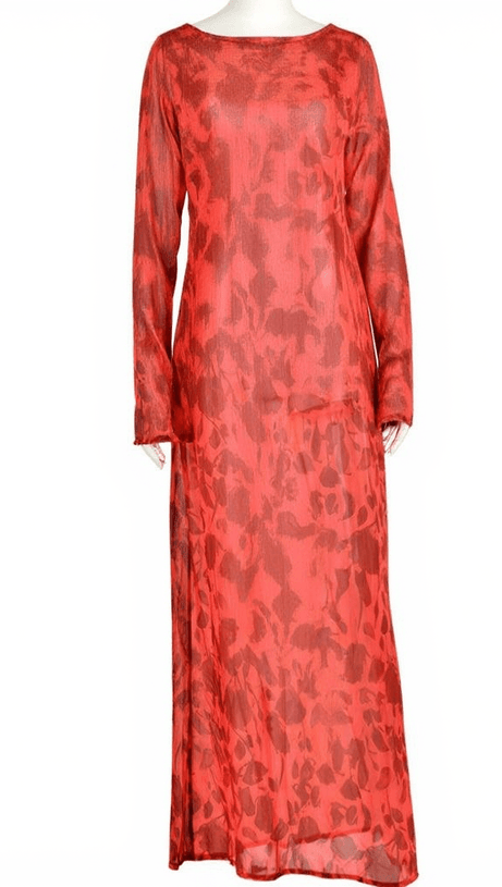 CECILY LONG SLEEVE ROSE PRINTED MAXI DRESS