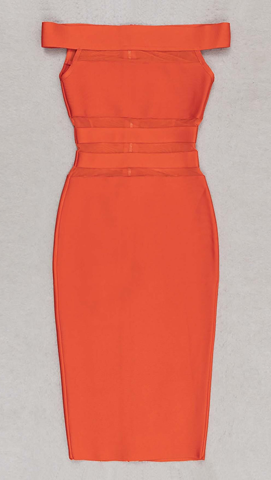 OFF-SHOULDER BANDAGE BODYCON MIDI DRESS IN RED