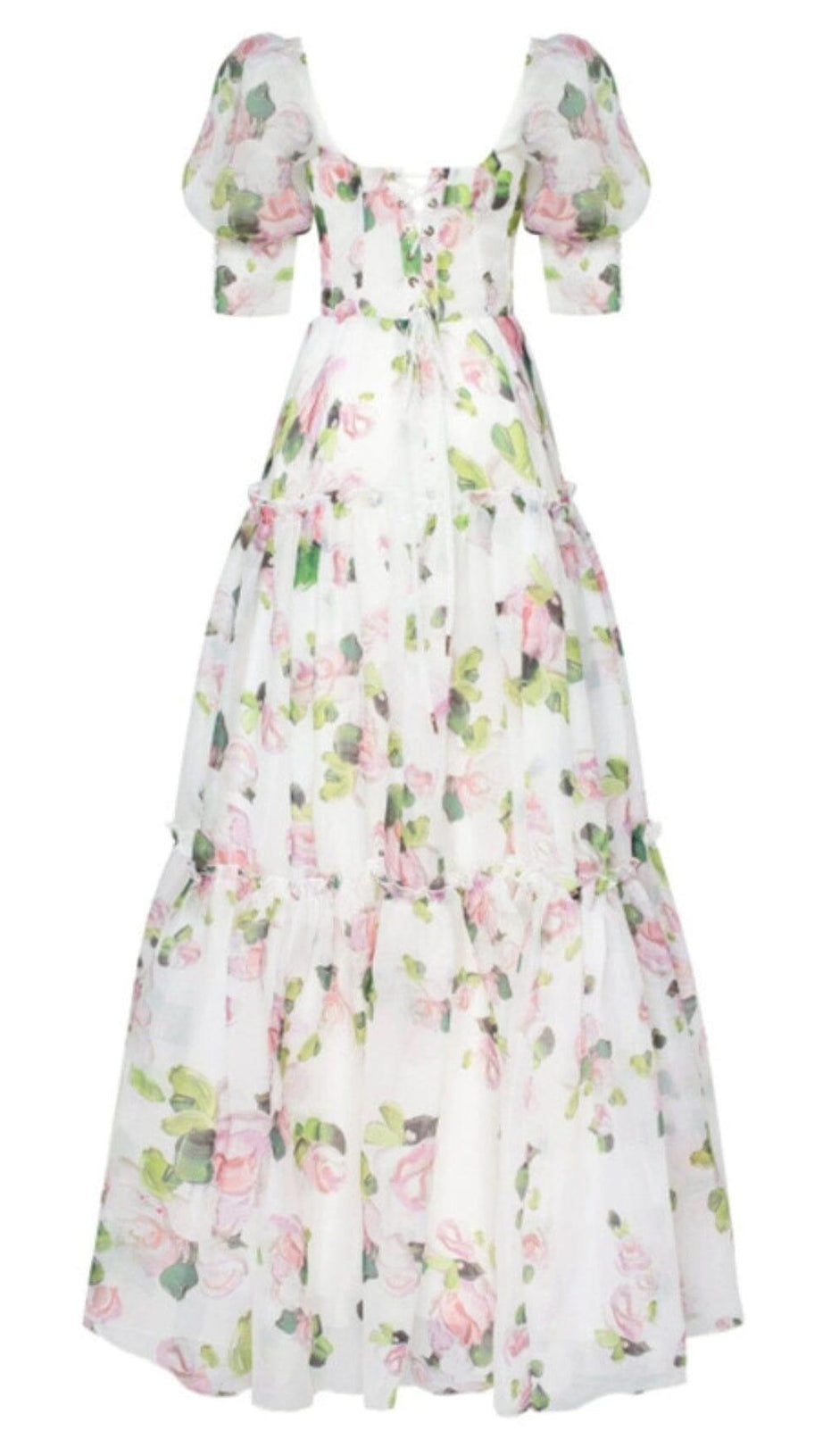 Schulterfreies Maxikleid mit Blumenmuster