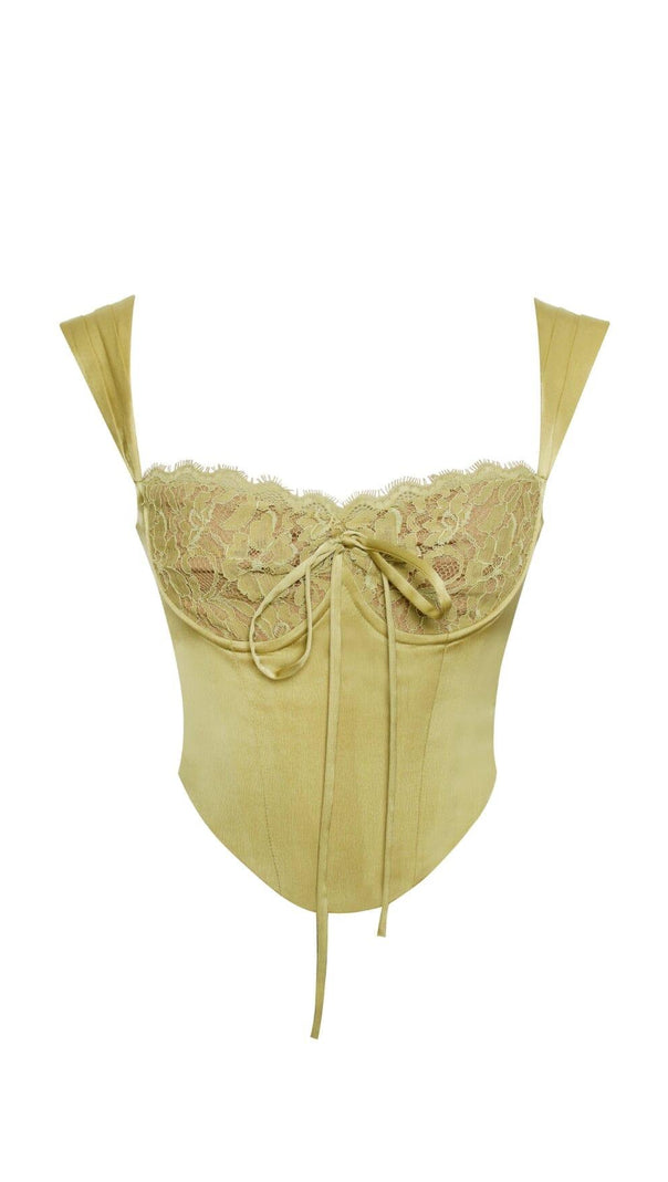AIIZIE OLIVE LACE SATIN CORSET TOP - product image