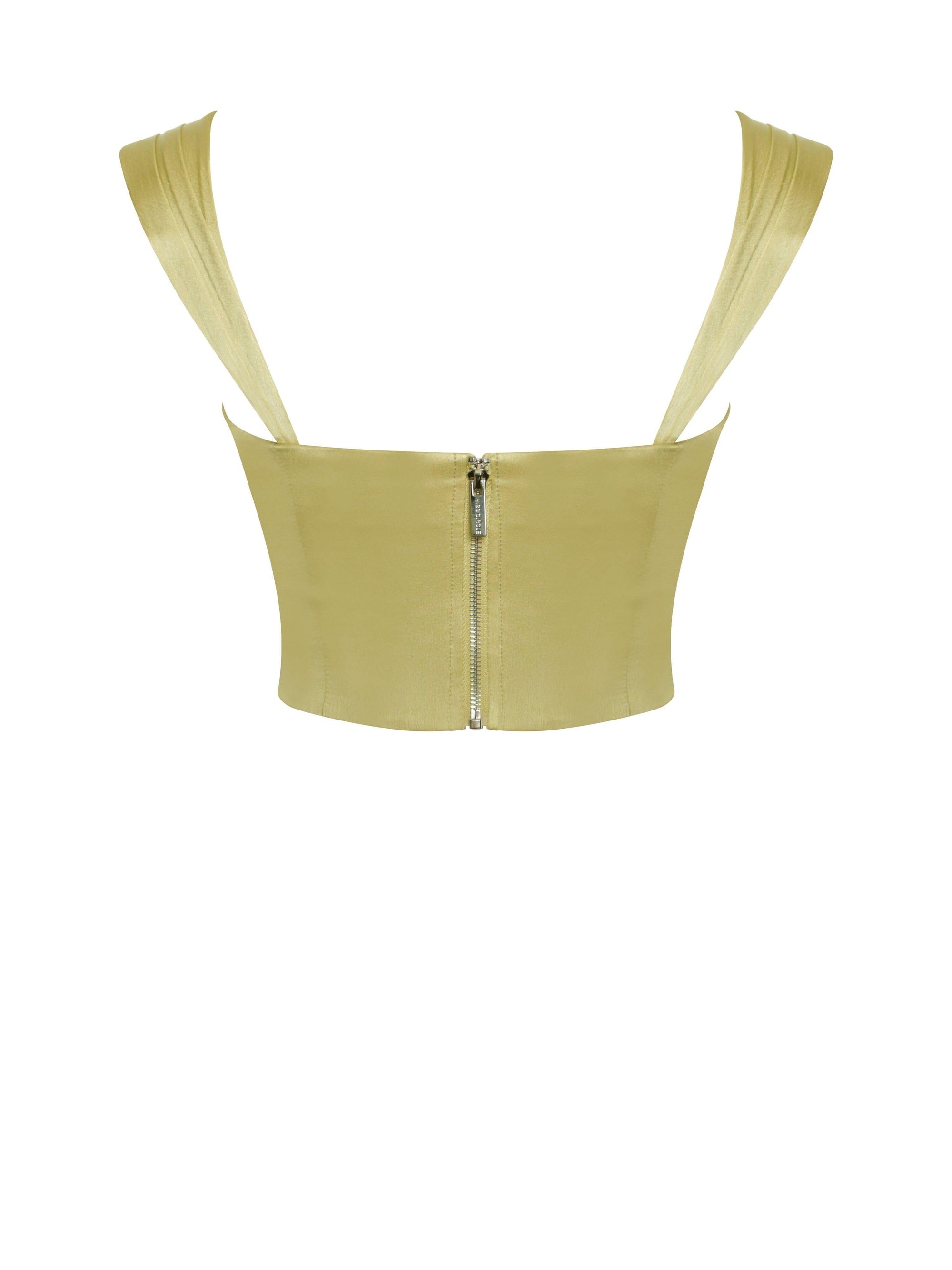 OLIVE LACE SATIN CORSET TOP