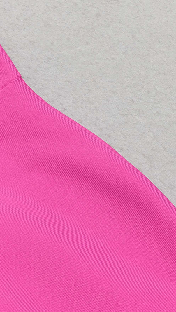 AIIZIE ONE SHOULDER CHAIN MIDI DRESS IN PINK - product image