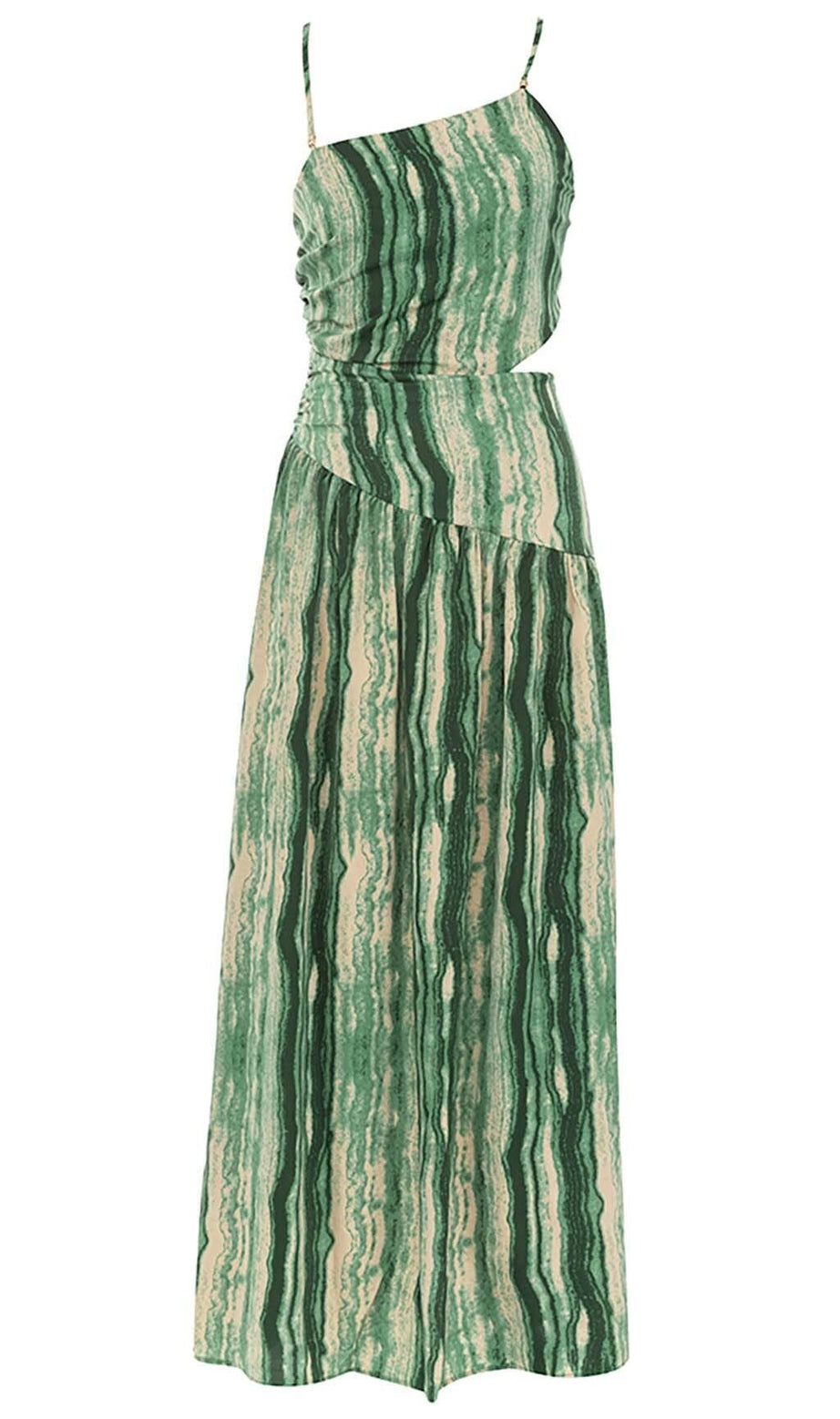 ONE SHOULDER CUT OUT WAIST DRESS IN ALLOVER