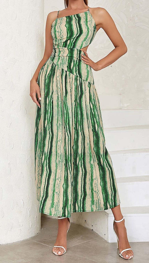 AIIZIE ONE SHOULDER CUT OUT WAIST DRESS IN ALLOVER - product image