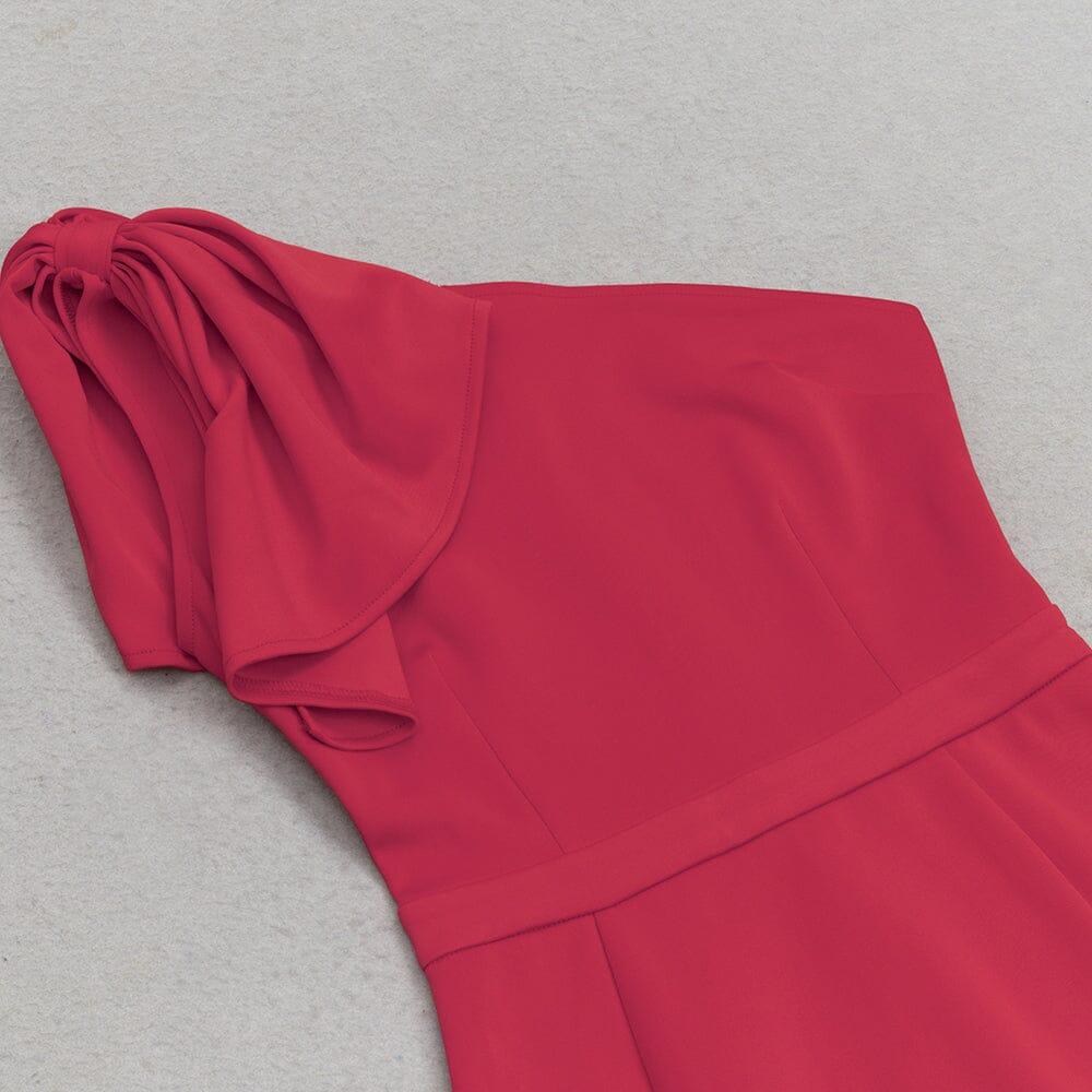 AIIZIE ONE SHOULDER FISHTAIL MAXI DRESS IN RED - product image