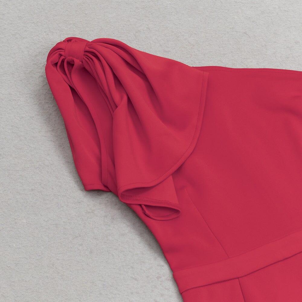 AIIZIE ONE SHOULDER FISHTAIL MAXI DRESS IN RED - product image
