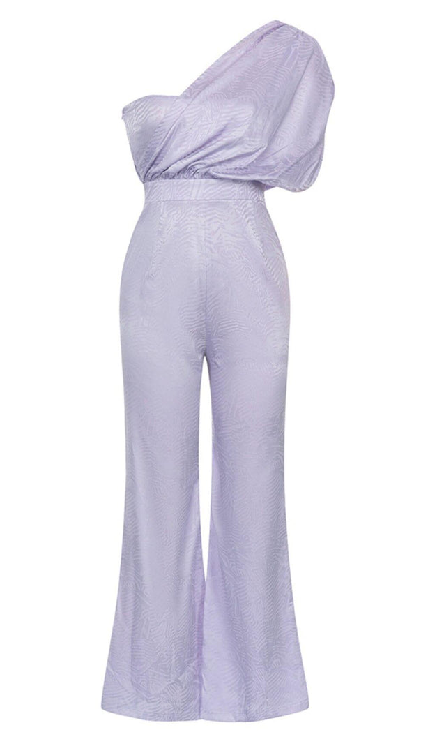 AIIZIE ONE SHOULDER SATIN JUMPSUIT IN LAVENDER - product image