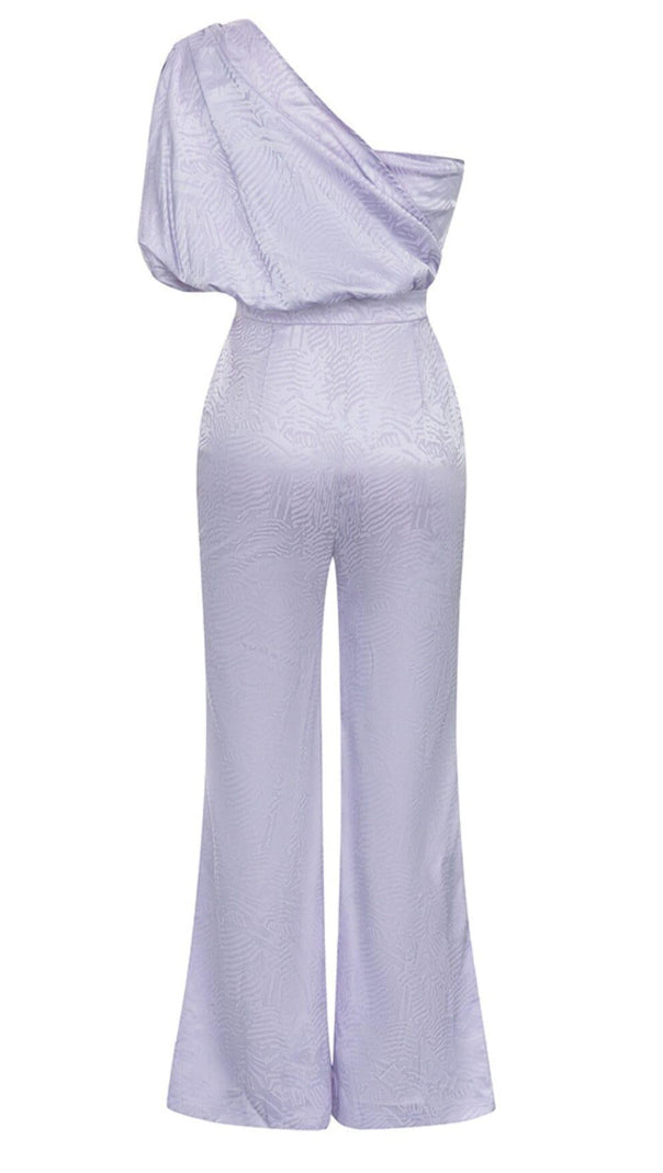 AIIZIE ONE SHOULDER SATIN JUMPSUIT IN LAVENDER - product image
