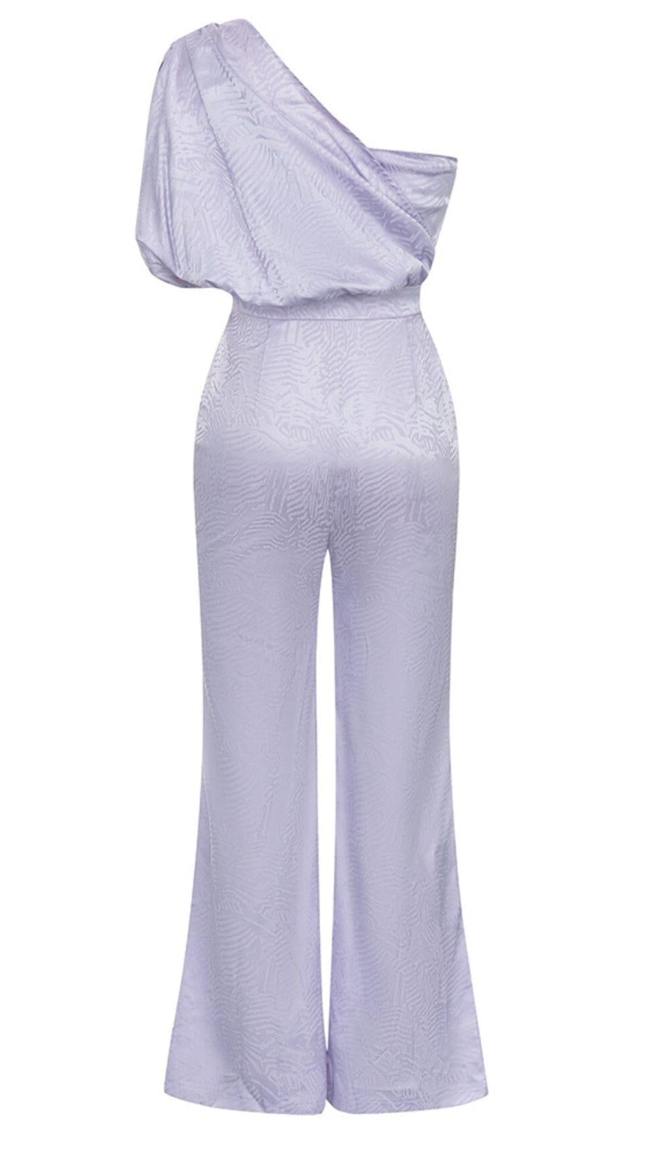 ONE SHOULDER SATIN JUMPSUIT IN LAVENDER