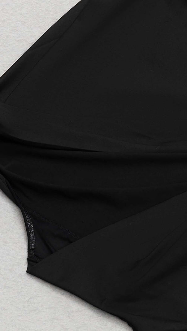 AIIZIE ONE SHOULDER SATIN MAXI DRESS IN BLACK - product image