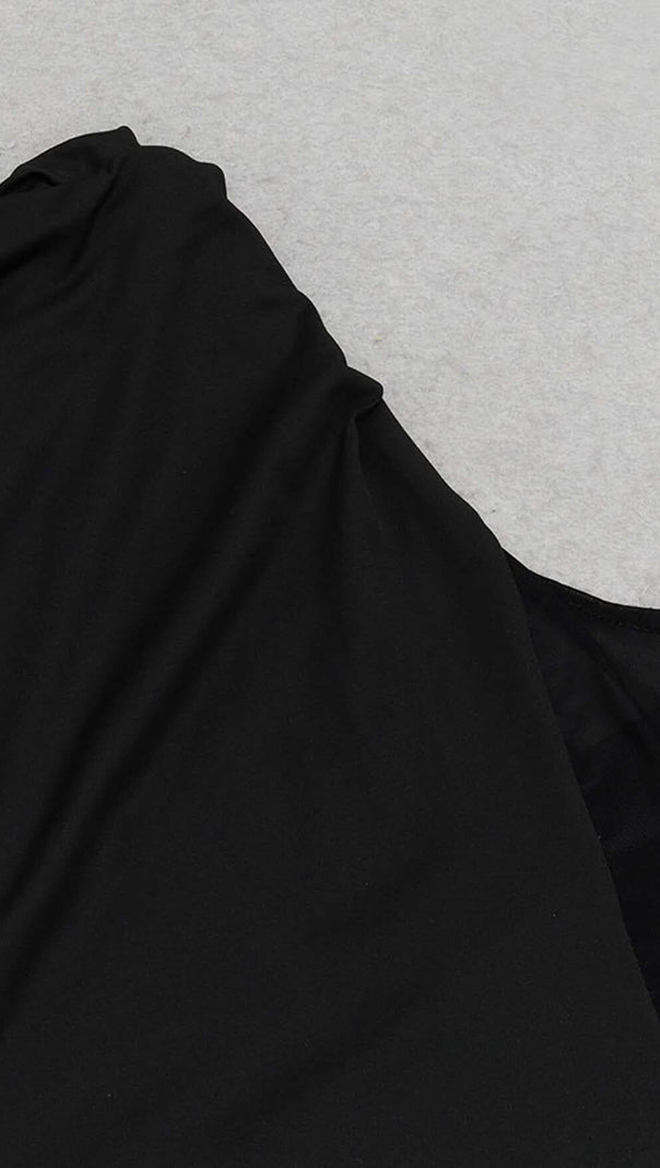 AIIZIE ONE SHOULDER SATIN MAXI DRESS IN BLACK - product image