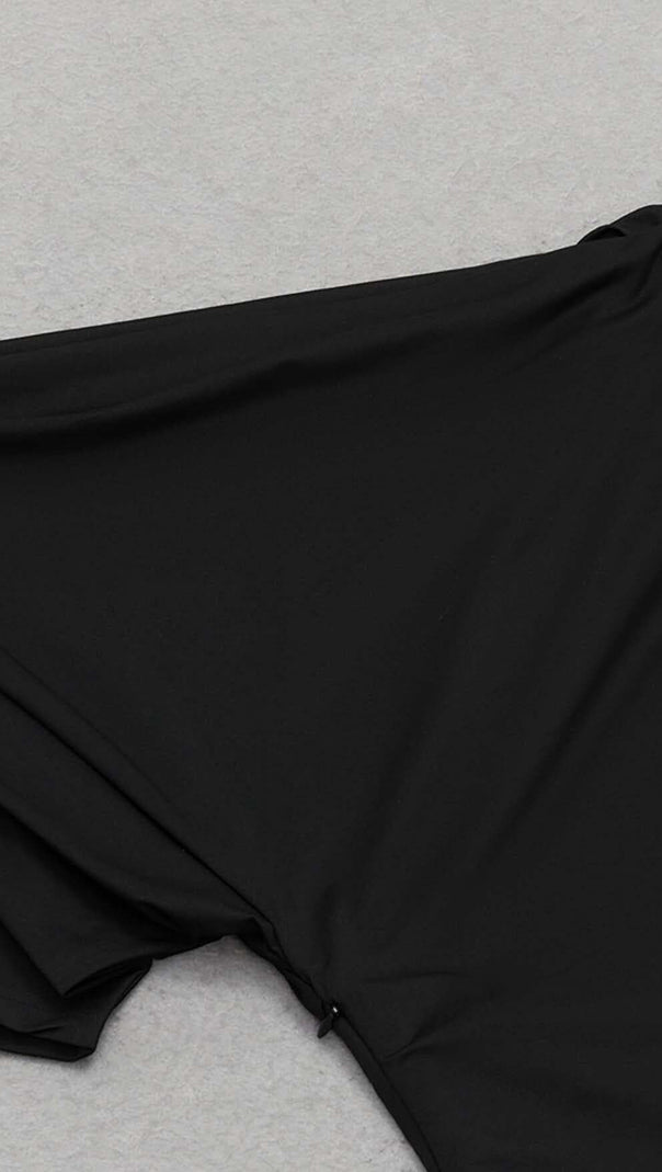 AIIZIE ONE SHOULDER SATIN MAXI DRESS IN BLACK - product image
