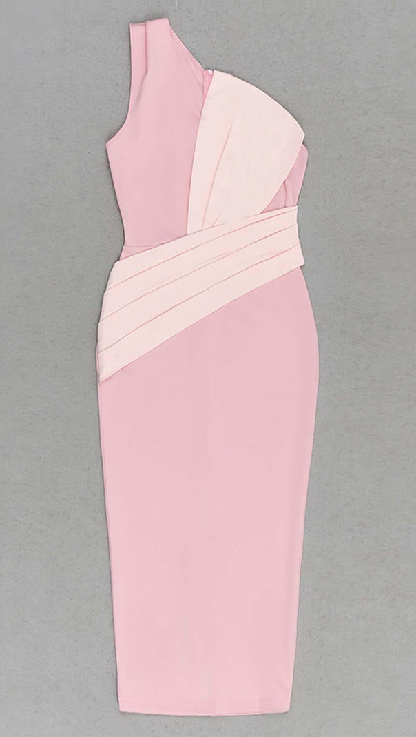 AIIZIE ONE SHOULDER SLIT MIDI DRESS IN PINK - product image