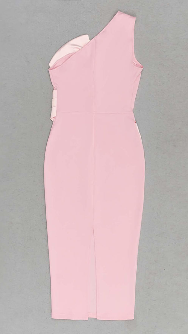 AIIZIE ONE SHOULDER SLIT MIDI DRESS IN PINK - product image