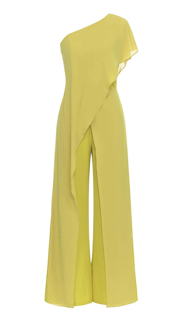AIIZIE ONE SHOULDER TIERED JUMPSUIT IN OLIVE - product image