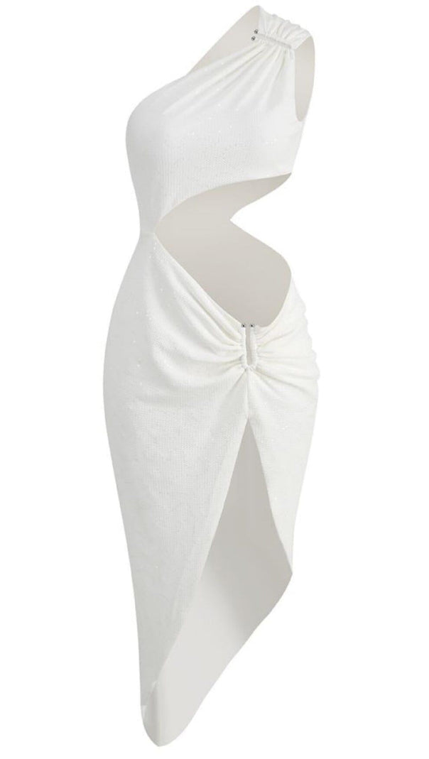 AIIZIE ONE-SHOULDER HIGH LOW DRESS IN WHITE - product image