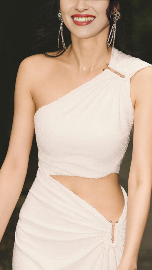 AIIZIE ONE-SHOULDER HIGH LOW DRESS IN WHITE - product image