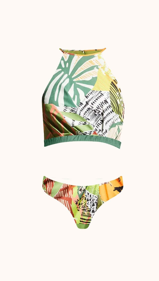 AIIZIE ORORO PRINTED BIKINI THREE PIECE SET - product image