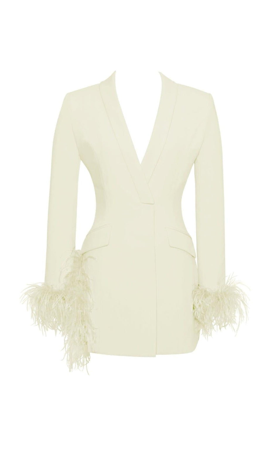 ABITO BLAZER CON BORDI IN PIUME BIANCO PERLA