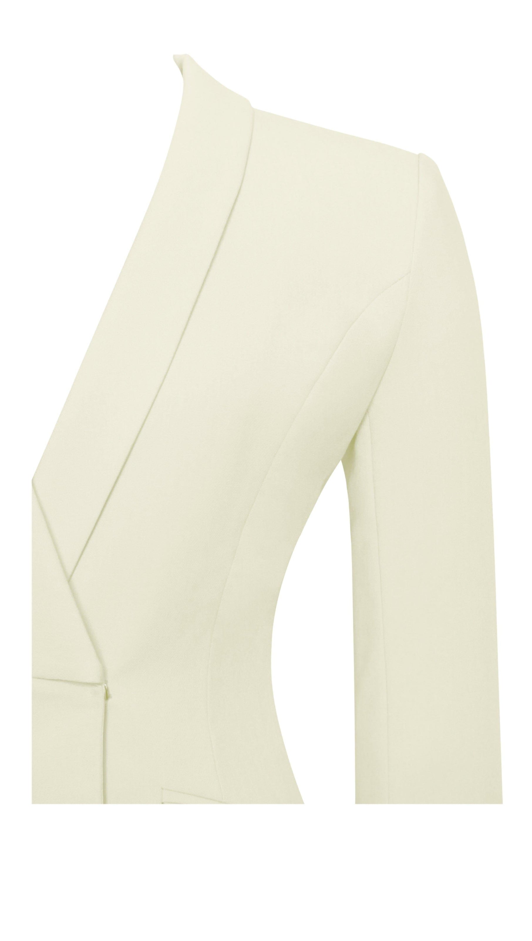 ABITO BLAZER CON BORDI IN PIUME BIANCO PERLA