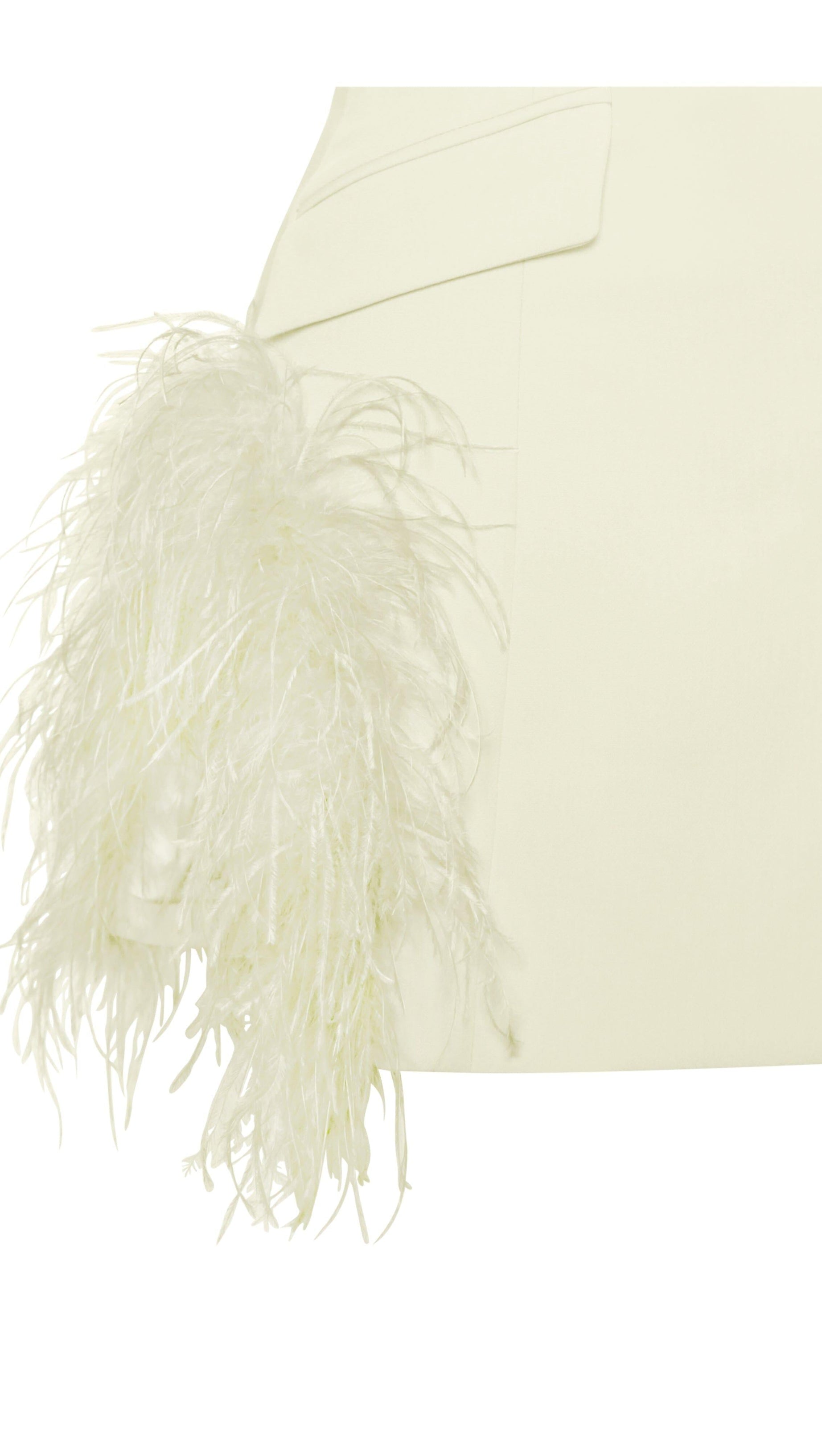 PEARL WHITE FEATHER TRIM BLAZER DRESS