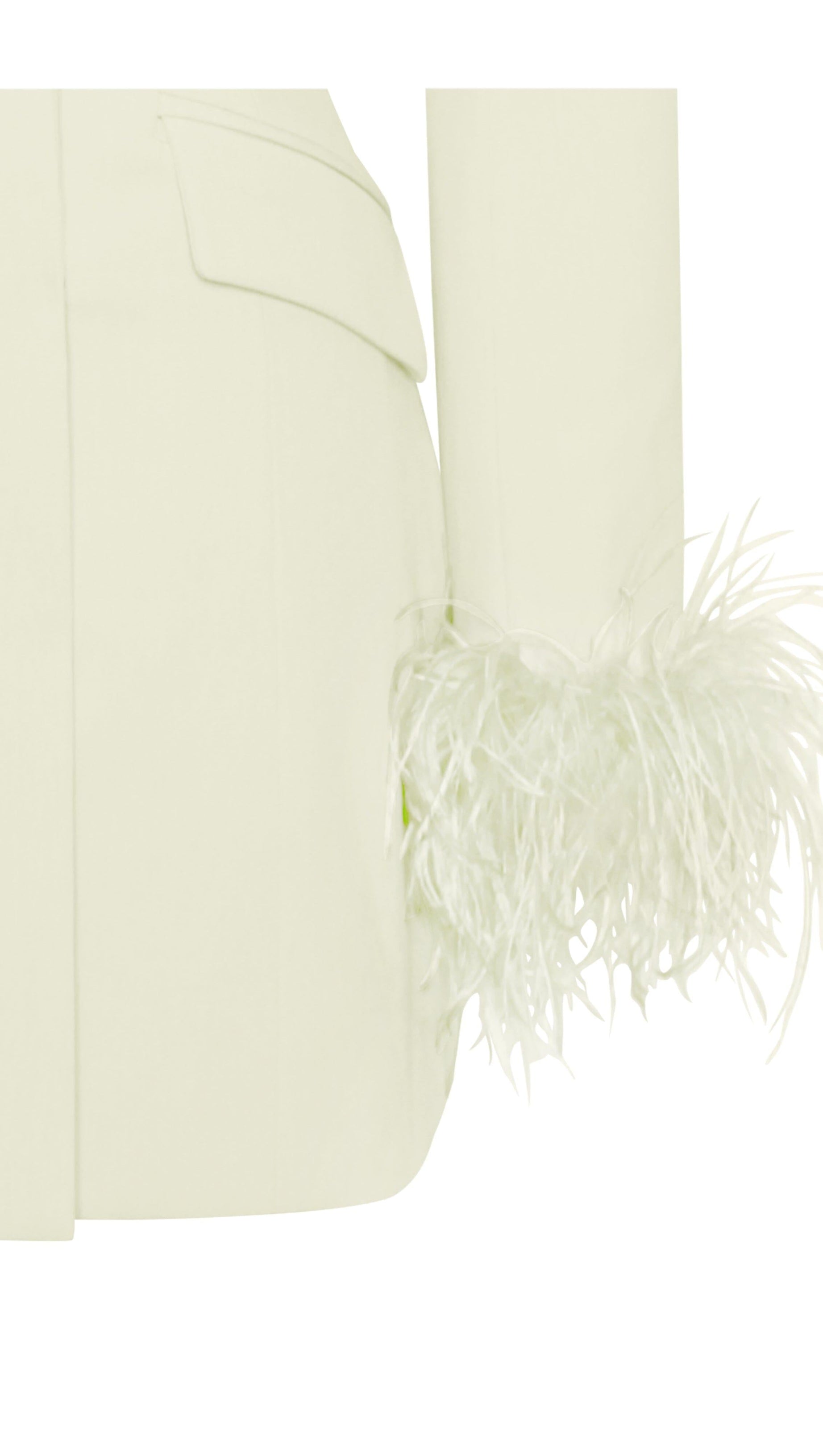 PEARL WHITE FEATHER TRIM BLAZER DRESS