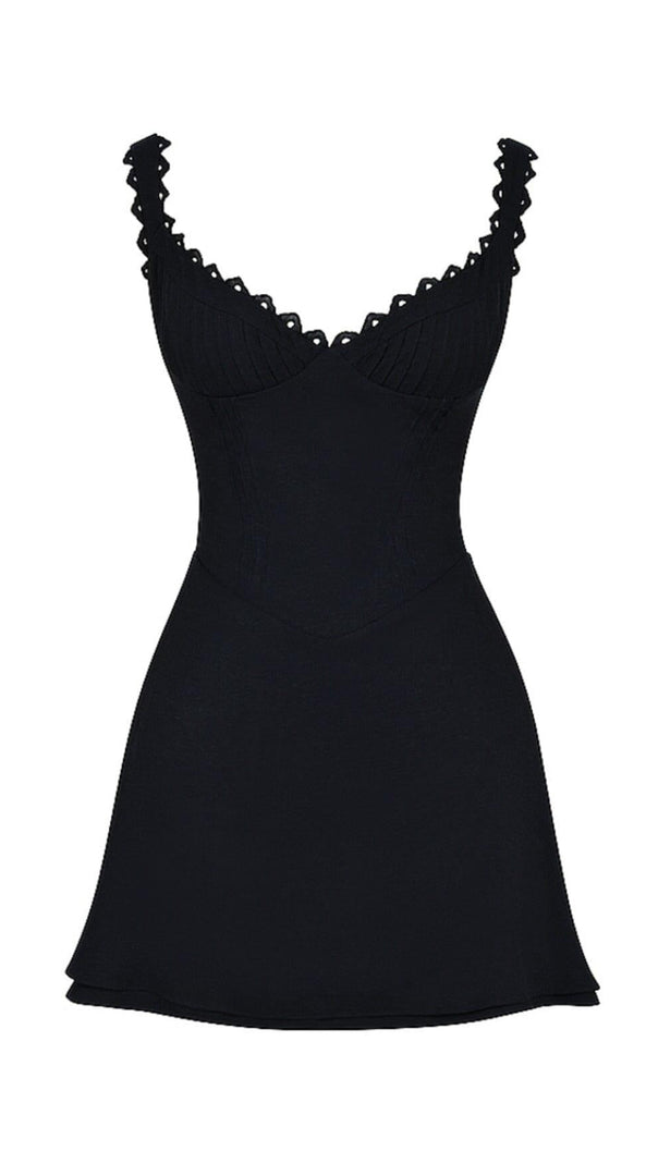 AIIZIE PIN TUCK MINI DRESS IN BLACK - product image