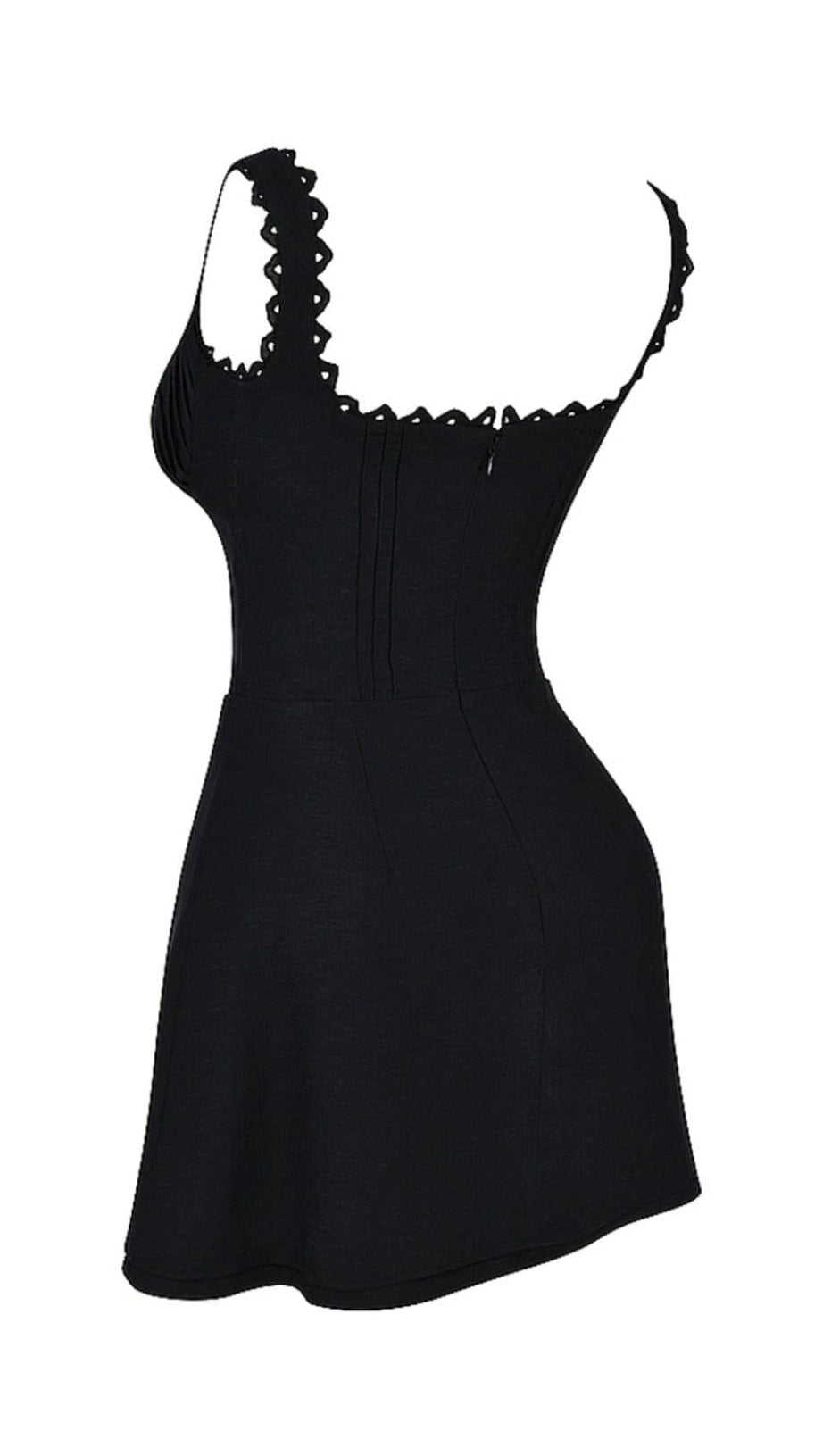 PIN TUCK MINI DRESS IN BLACK