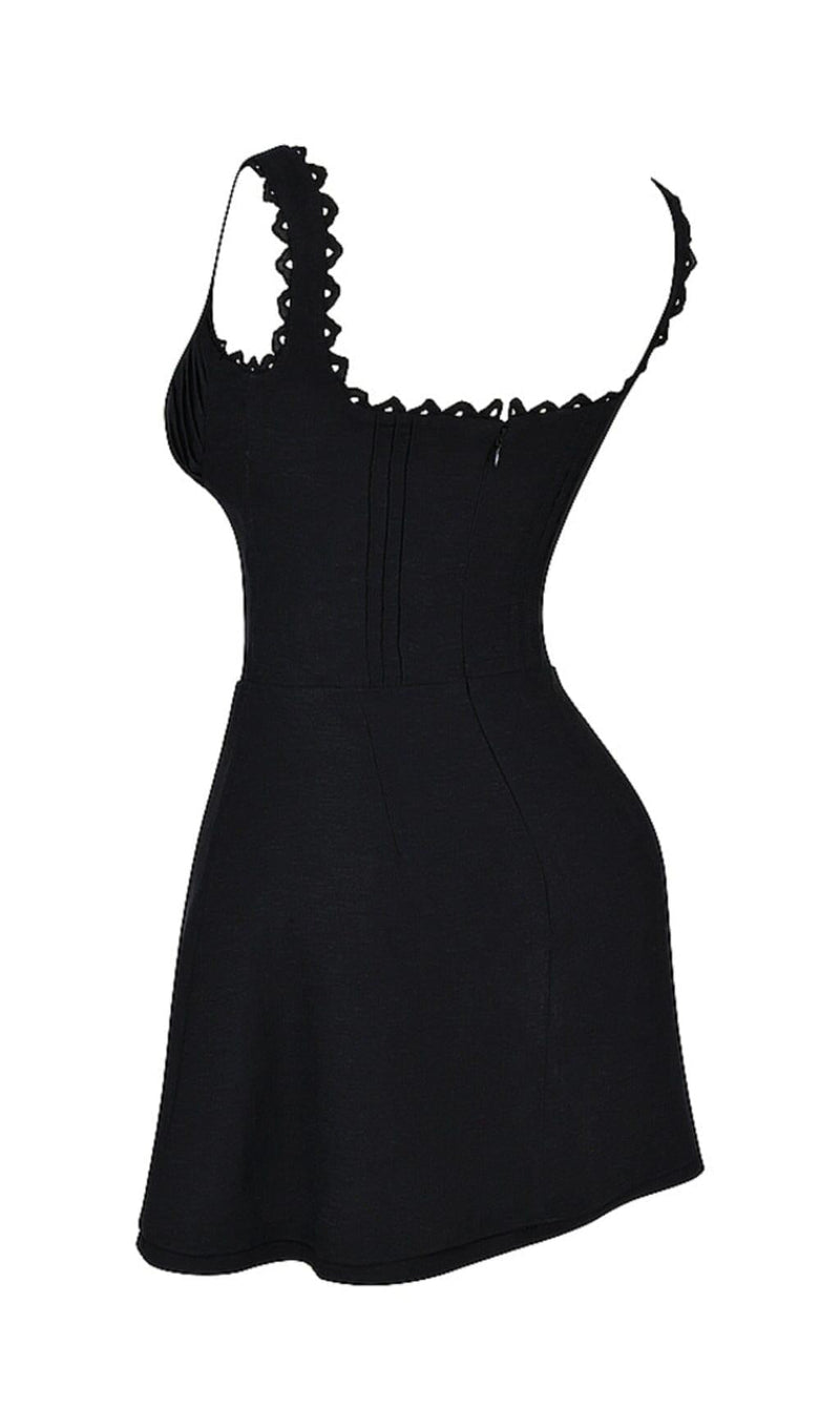 PIN TUCK MINI DRESS IN BLACK